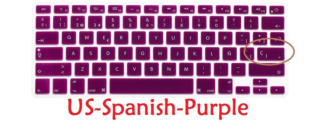 Eu Ons Spaanse Keyboard Voor Macbook Air Pro Retina 13 15 Spaans Toetsenbord Cover Silicium A1466 A1278 A1286 A1398 Toetsenbord huid: US Purple