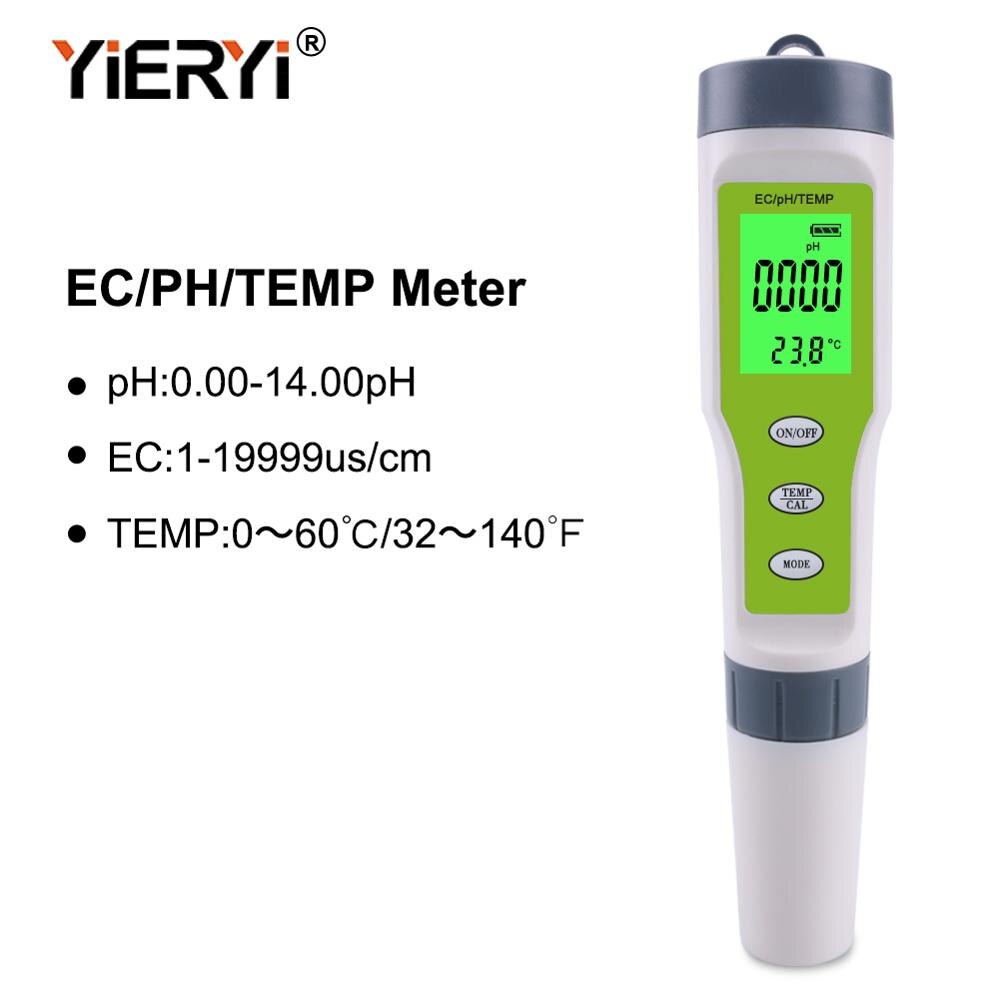 Yieryi tds ph meter ph/tds/ec/temperaturmåler digital vandmonitor tester til pools, drikkevand, akvarier: Tph 01137a