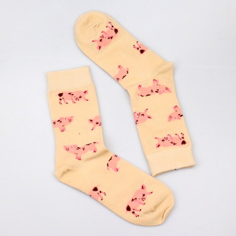 Animal Men Women Unisex Socks Pug Sausage Dog Short Socks Shiba Inu Socks Loafer Beagle Modeager Silky Teckel Crew Buldog socks: pig socks beige