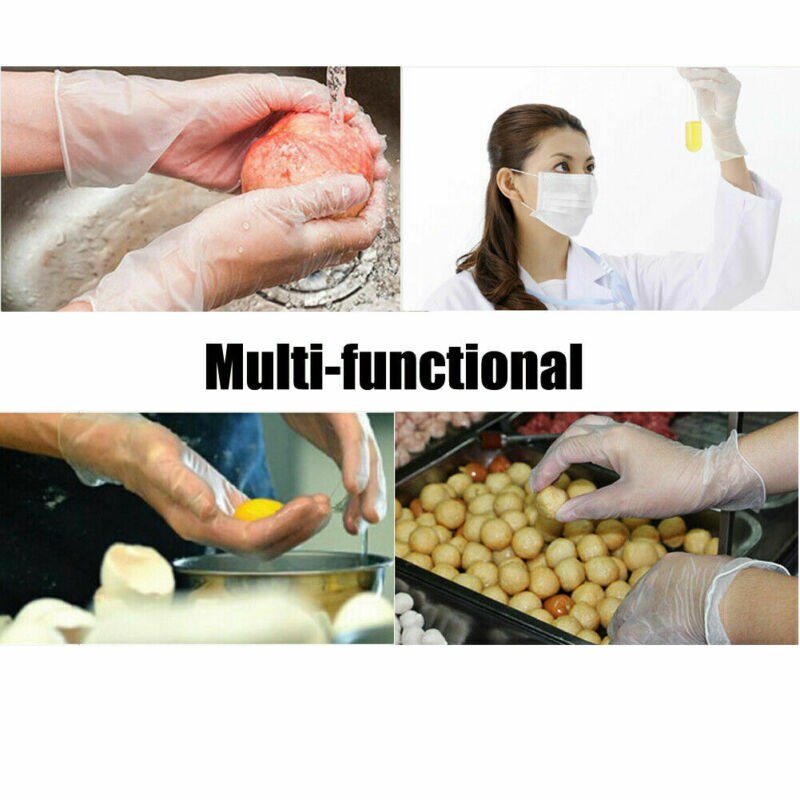 100PCS Disposable Plastic Gloves Polythene Boxed Food Prep Food Safe Size Medium