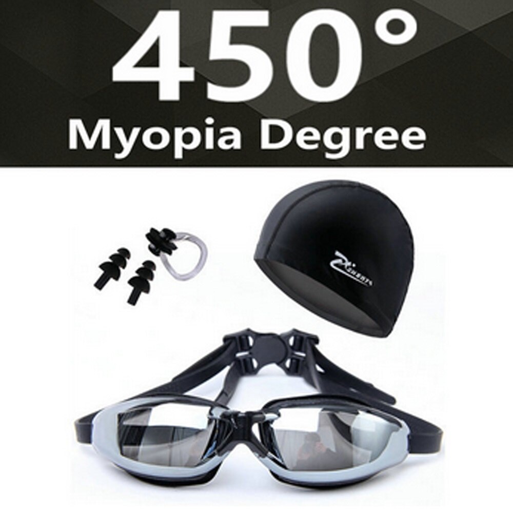 Myopia Swimming Goggles HD shortsighted prescription glasses Acetate Spectacles plating lens adult swim goggles pools swiming: Myopia 450 black