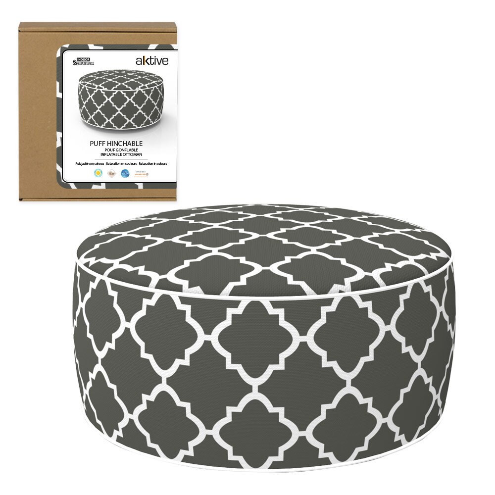 Puff Hinchable D53X23 CM Aktive, Puff asiento, Puff para sentar, Puff exterior, Muebles de salón, Puff asiento exterior