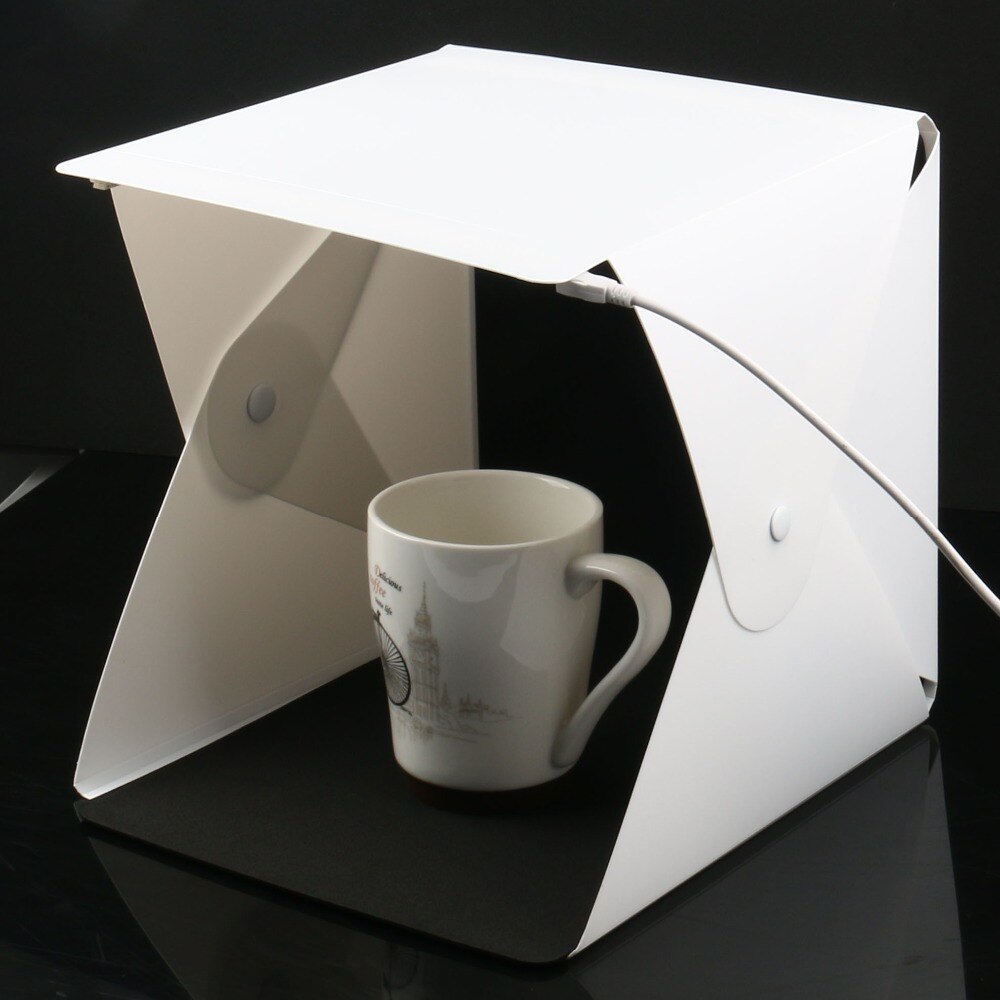 24*24cm Mini Vouwen Studio Diffuse Soft Box Lightbox Met Dubbele LED Licht Zwart Wit Fotografie Achtergrond Foto studio box