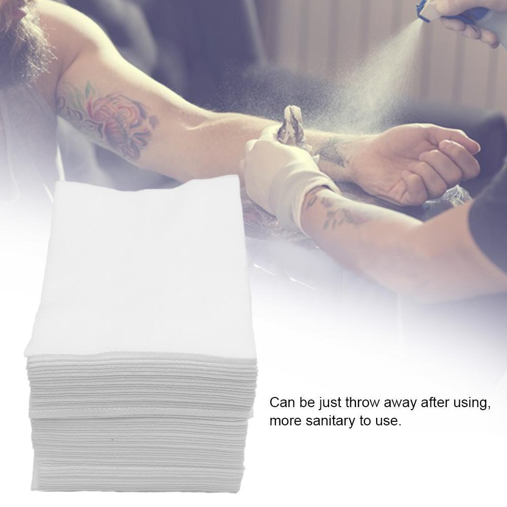 50 Stuks Wit Wegwerp Tattoo Veeg Papier Handdoek Zachte Tattoo Doek Handdoek Reiniging Pad Waterproof Make-Up Tattoo Cleaning Tools