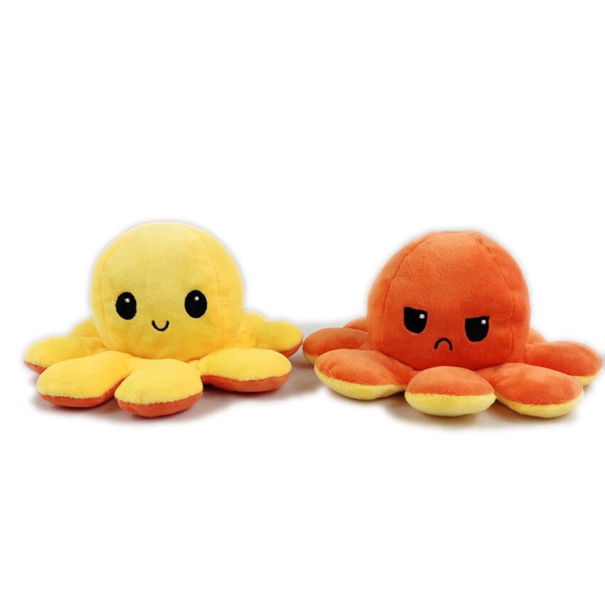 Double Sided Stuffed Flip Octopus Plush Doll Soft Simulation Plush Toy Color Doll Filled Plush Child Toy: Orange yellow