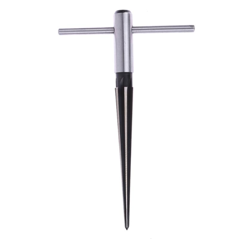 3mm to 13mm Bridge Pin Hole Hand Held Reamer T Handle Tapered 6 Fluted Chamfer Reaming Woodworker Cutting Tool 45 # Steel