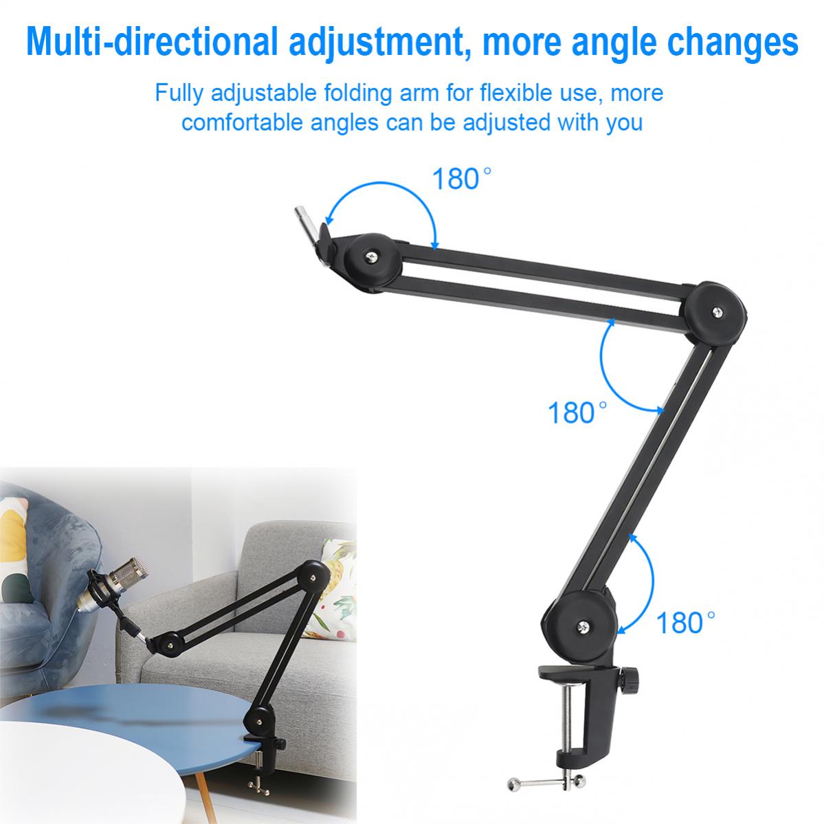 Microphone Boom Arm Stand Heavy Duty Cantilever Bracket Tripod Adjustable Suspension Scissor Spring Built-in Mic Stand for Live