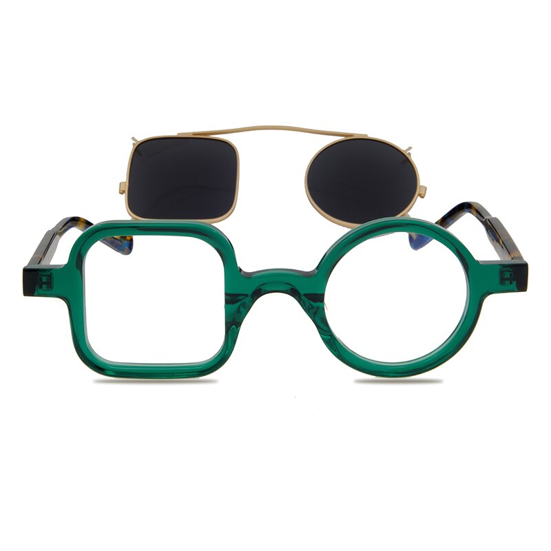 Vintage handgjorda solglasögon optiska två linser rund fyrkantig båge retro acetat glasögonbågar läsglasögon herrbågar solglasögon