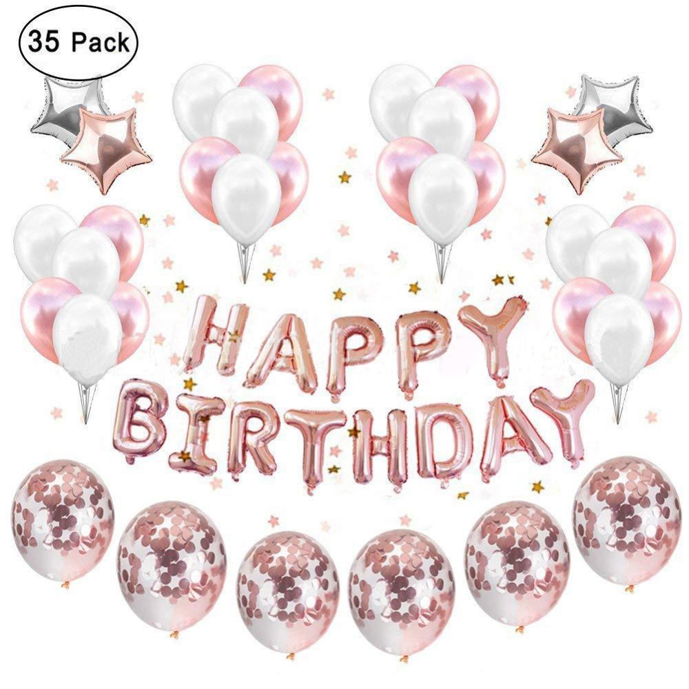1pack Happy Birthday Balloons Air Letters Rose Gold Five-star Ballons Sequins foil balloons Birthday Party Decoration