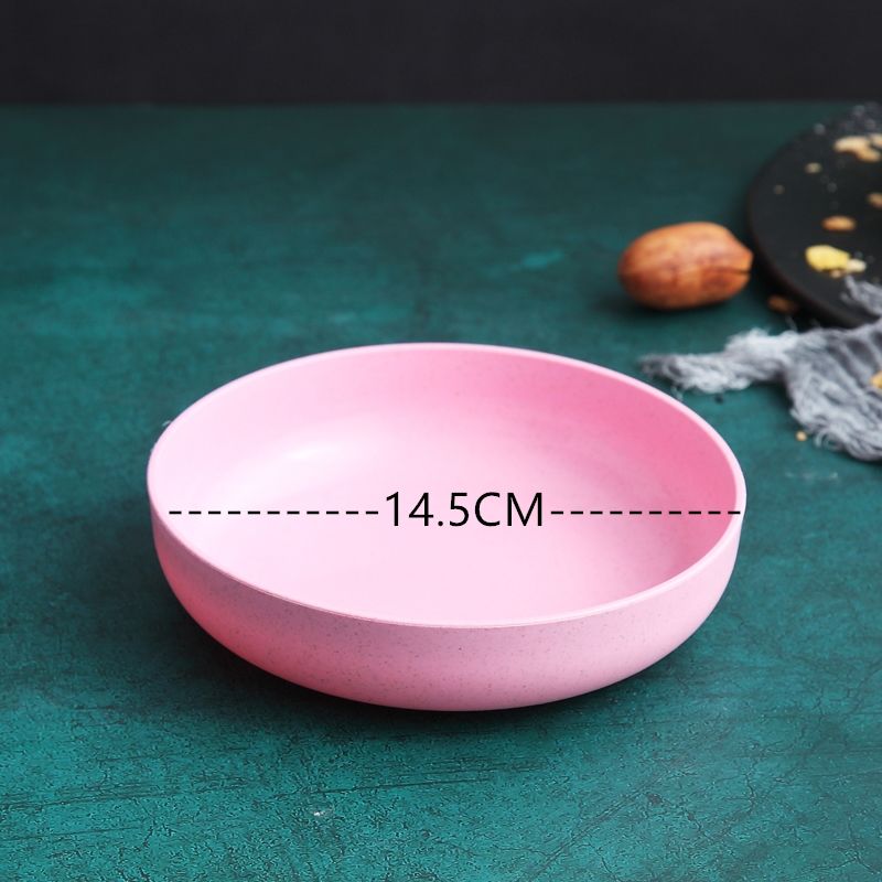 4PCS little plates for home use wheat straw plates for bone spits and side dishes for home use lovely fruit cakes: pinkX4