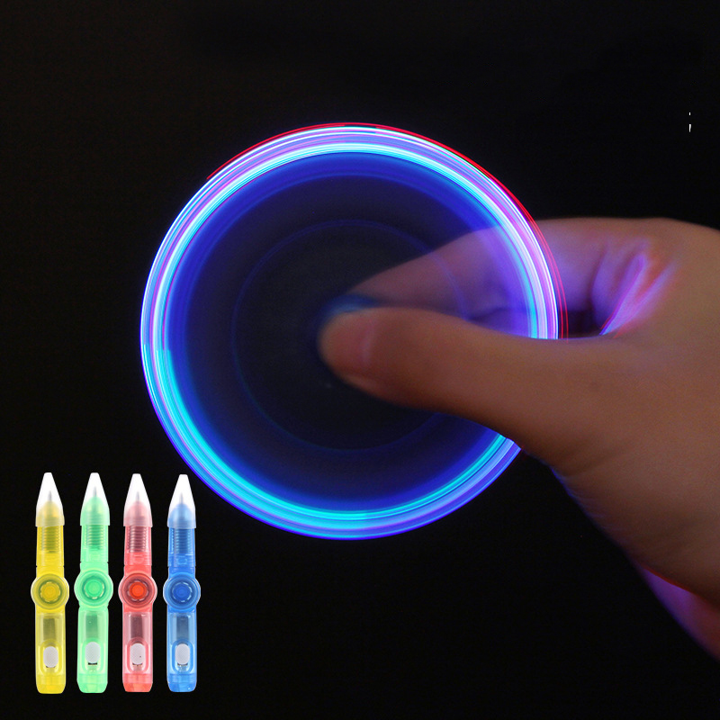 2 In 1 Glowing Rotation Toys for Children Magic Ballpoint Pen Led Lights Luminous Hand Spinner Drawing Pen Kids Toy Easter