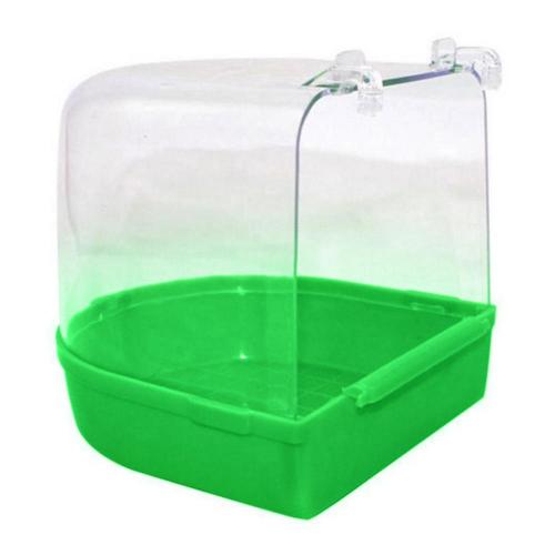 50%HOTPet Bird Parrot Transparent Bathing Tub Bathtub Shower Box Hanging Cage Decor: Green
