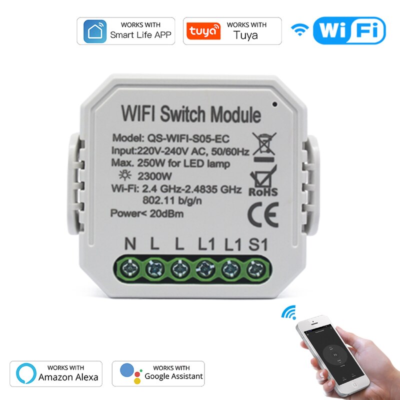 Tuya Wifi Power Meter Switch Module Concealed Wireless Relay Switch Consumption Monitor Measurement For Smart Home