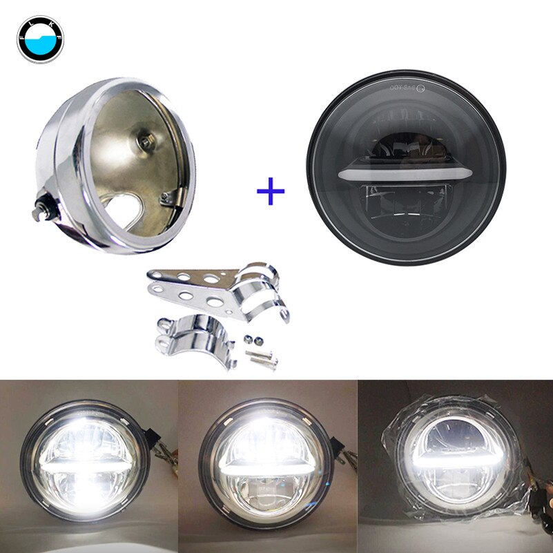 5.75" Round Headlamp 5-3/4 Inch LED Headlight DRL For Softail Dyna And Sportster Models.: MULTI