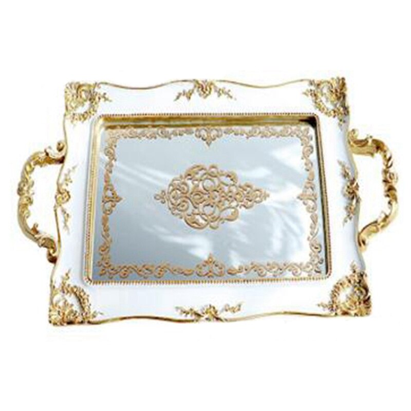 Europeisk vintage tårtfat guld spegel glas muffinsfat parfymhållare speglad sminkbricka bröllopsfest heminredning: Default Title