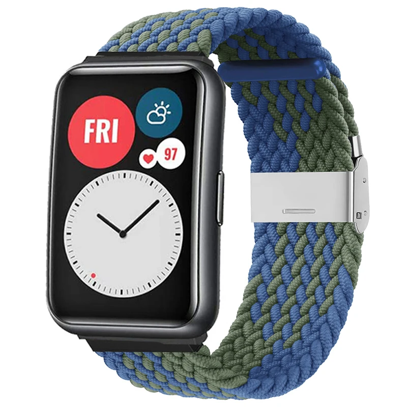 Rem til huawei watch fit 2- rem flettet nylonrem justerbar udskiftningsrem til huawei watch fit-remme: Sølvhvid / 12mm