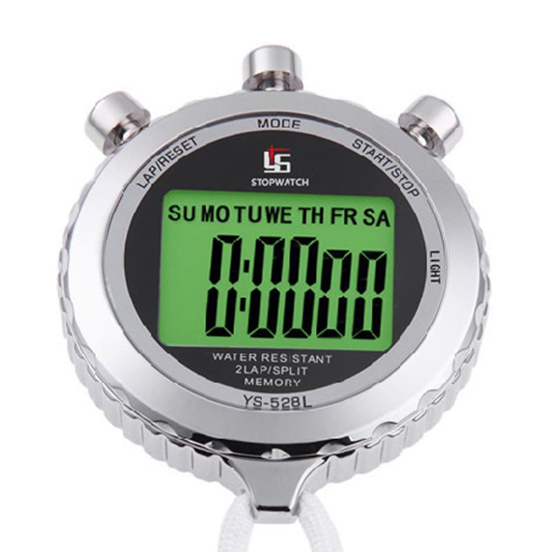 Silent Stopwatch with Light 0.01s Accuracy Countdown Timer On Time Alarm Large Display Stainless Steel Digital Sports Stopwatch