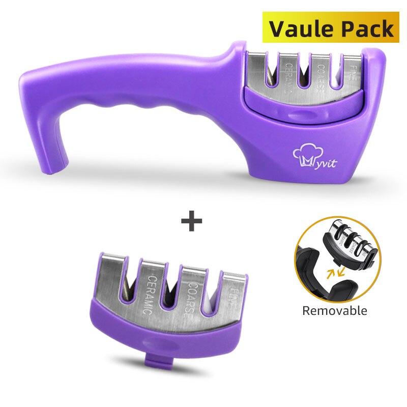 Knife Sharpener Diamond Stainless Steel Knife sharpening Tool Carbide Ceramic Knife Kitchen Tools Sharpening Stone: purple set
