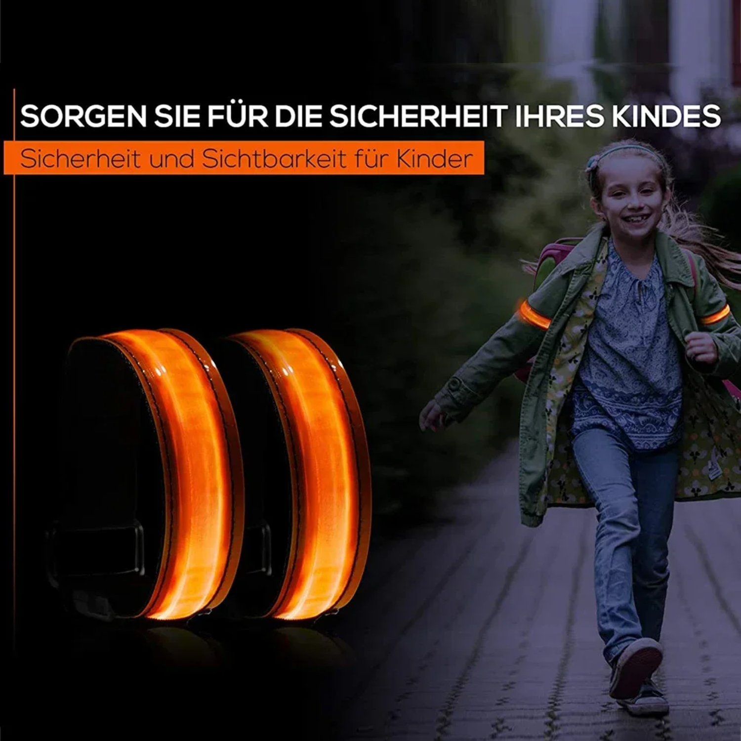 Brazalete luminoso para correr de noche con carga USB, pulsera para deportes al aire libre, cinturón de seguridad reflectante para ciclismo, pulsera brillante para bicicleta