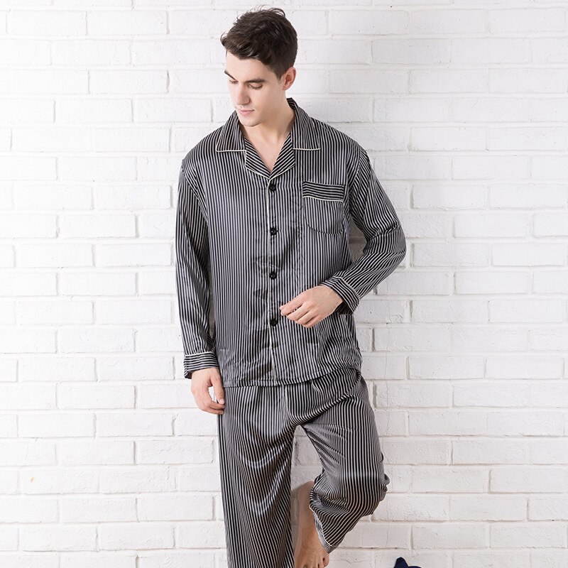 Vår høst menn pyjamas sett med sove topp & bukser mannlige pyjamas fritidsklær hjemmeklær nattøy