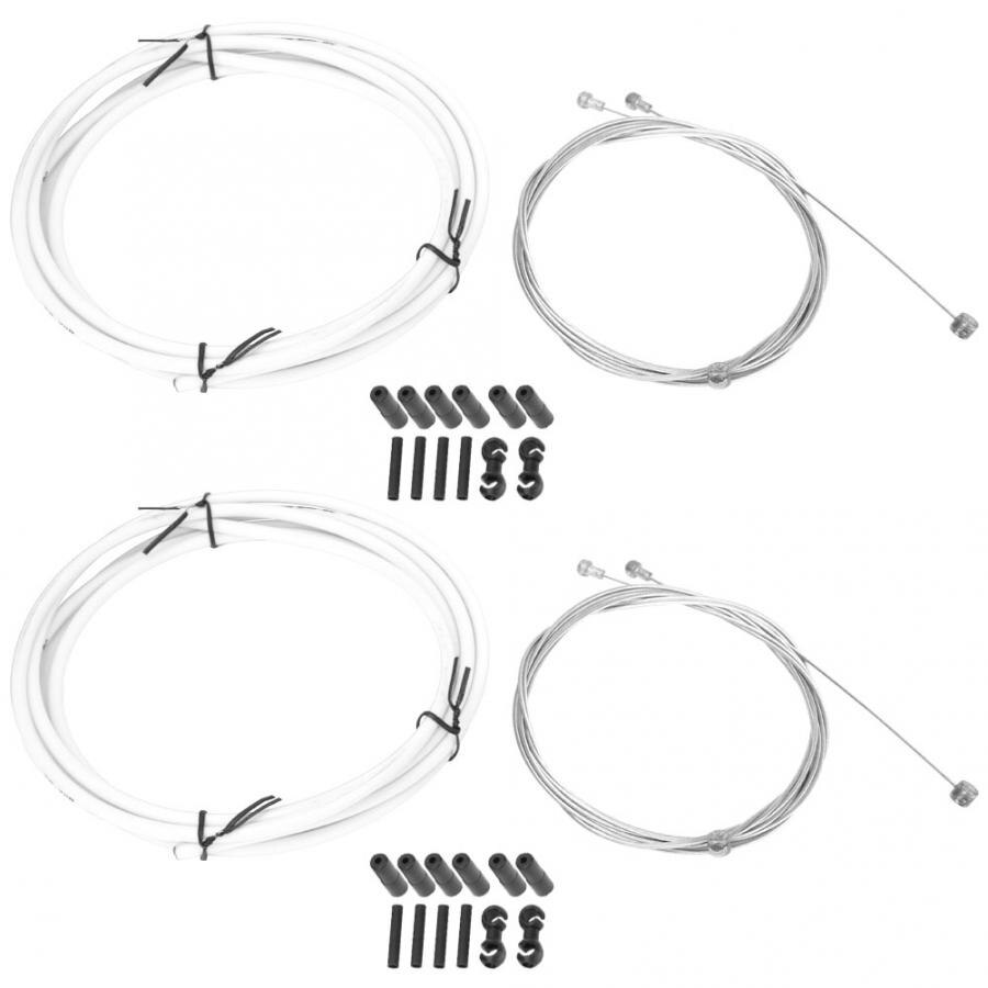 Bicycle Brake Shift Cable Line Wire Housing Set Bike Shifting Housing Cable Derailleur Line Cap Kits Bike Brake Line Accessories: White