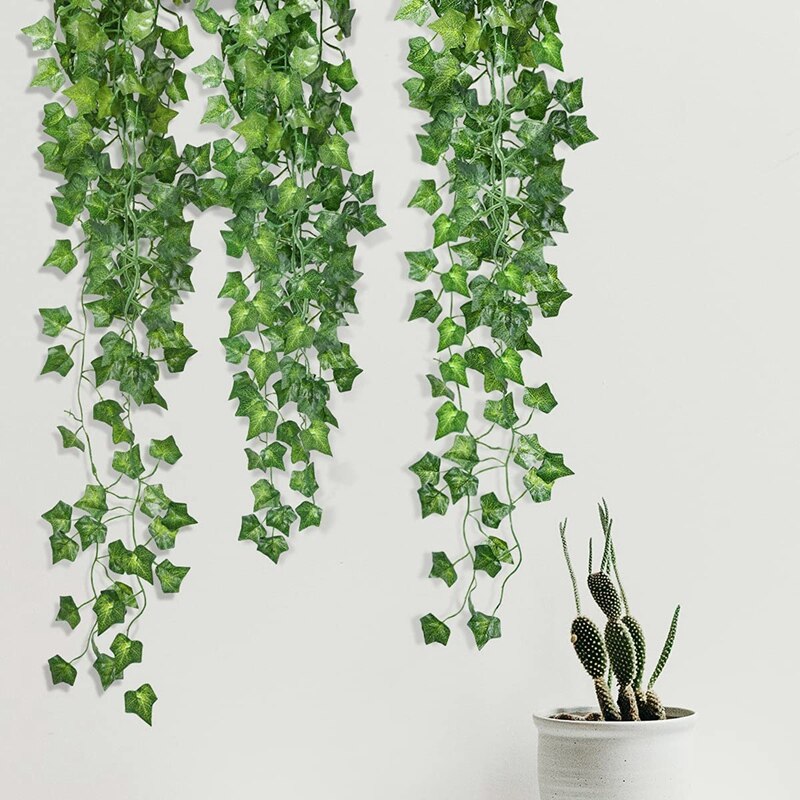 Enredadera de hiedra para interior y exterior, 3 piezas, 2,95 pies, Verde