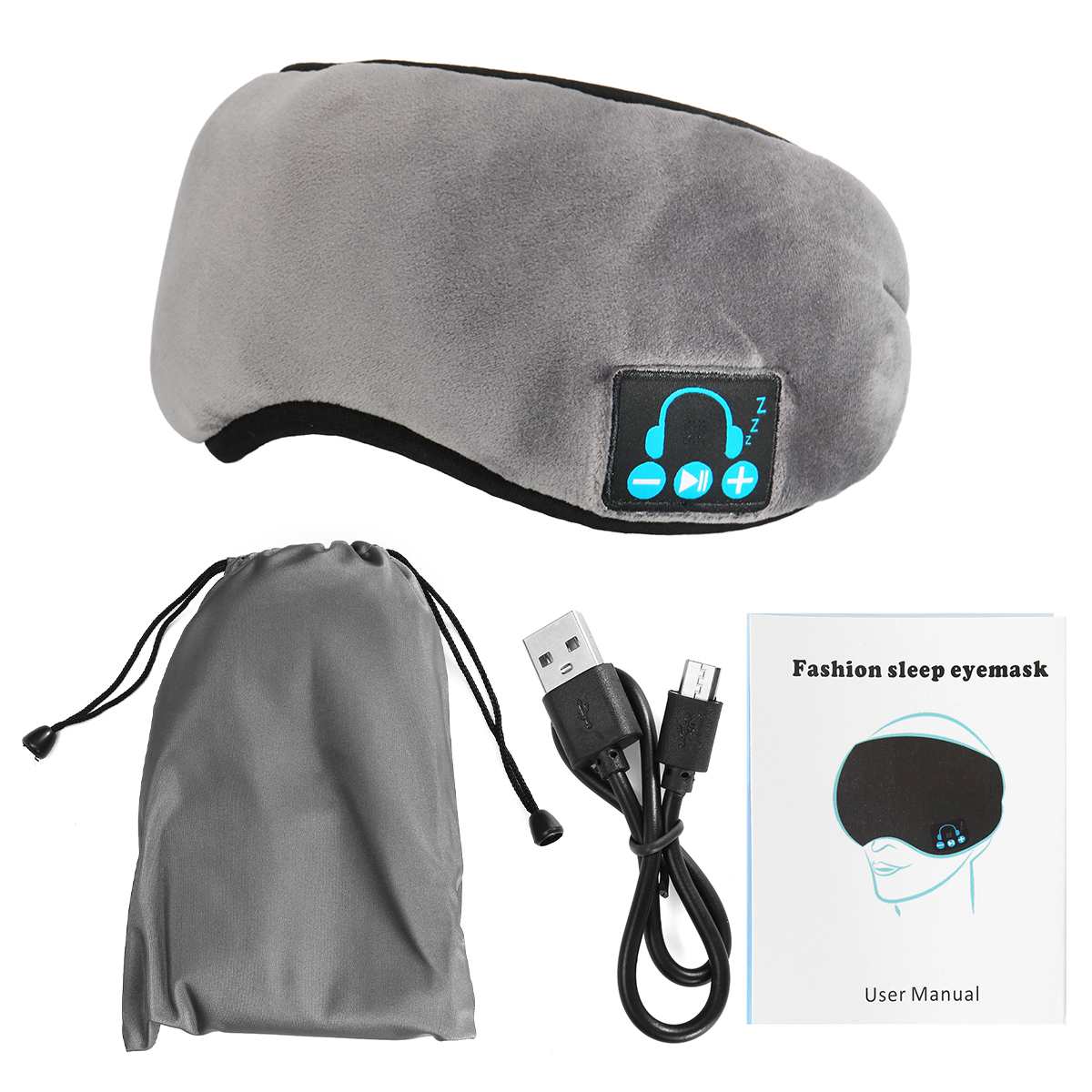 Sleep Headphone Bluetooth Sleep Mask Wireless Sleep Eye Mask Earphone Travel Eye Shades with Built-in Speakers Mic Handsfree mic: Type4 Grey