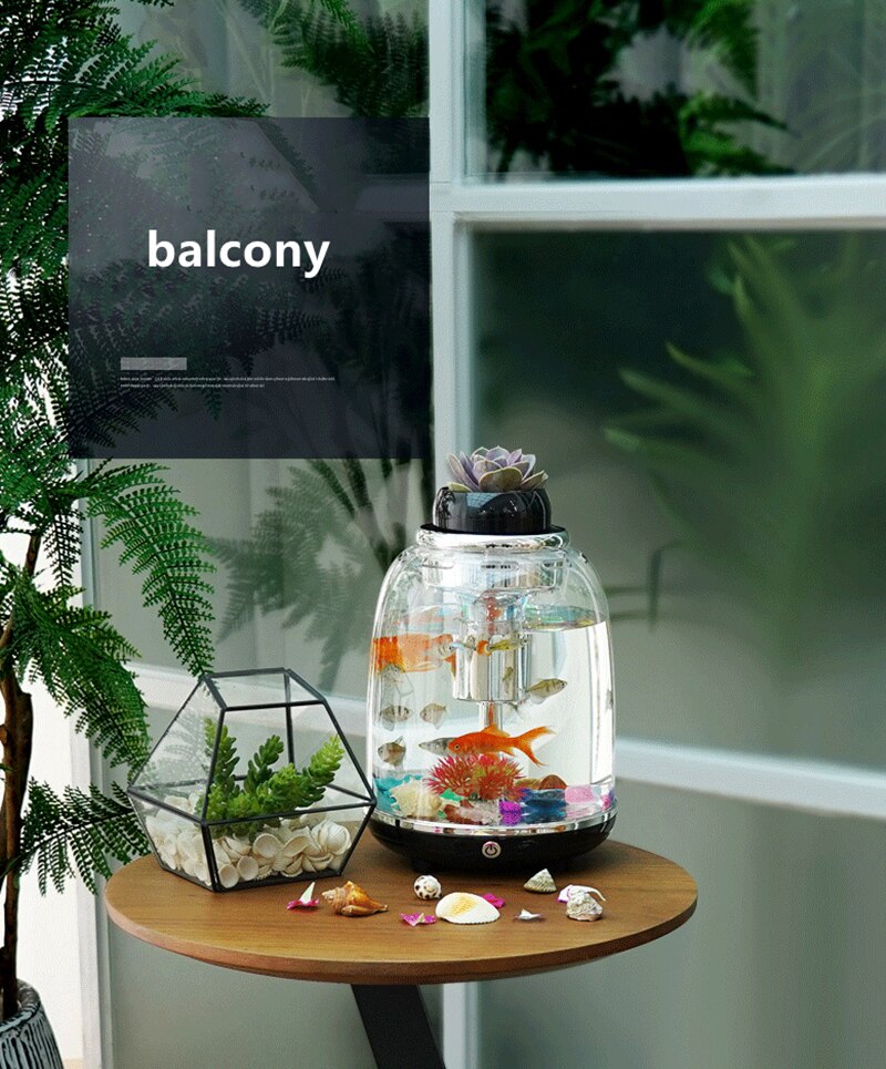 Fish tank landscaping small desktop mini office fish fighting micro landscape self circulation ecological fish tank