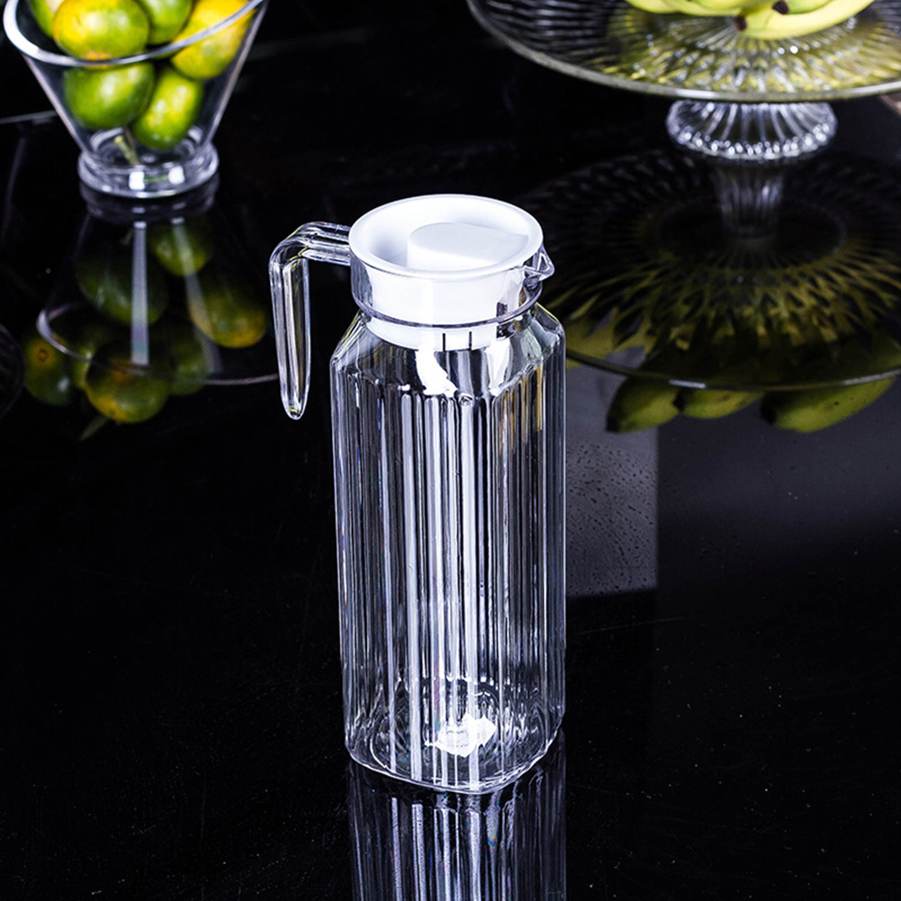 Jarra de jugo de agua de 1,1l, botella transparente de plástico para almacenar jugo fresco y bebidas para cocina, nevera, olla de almacenamiento de bebidas