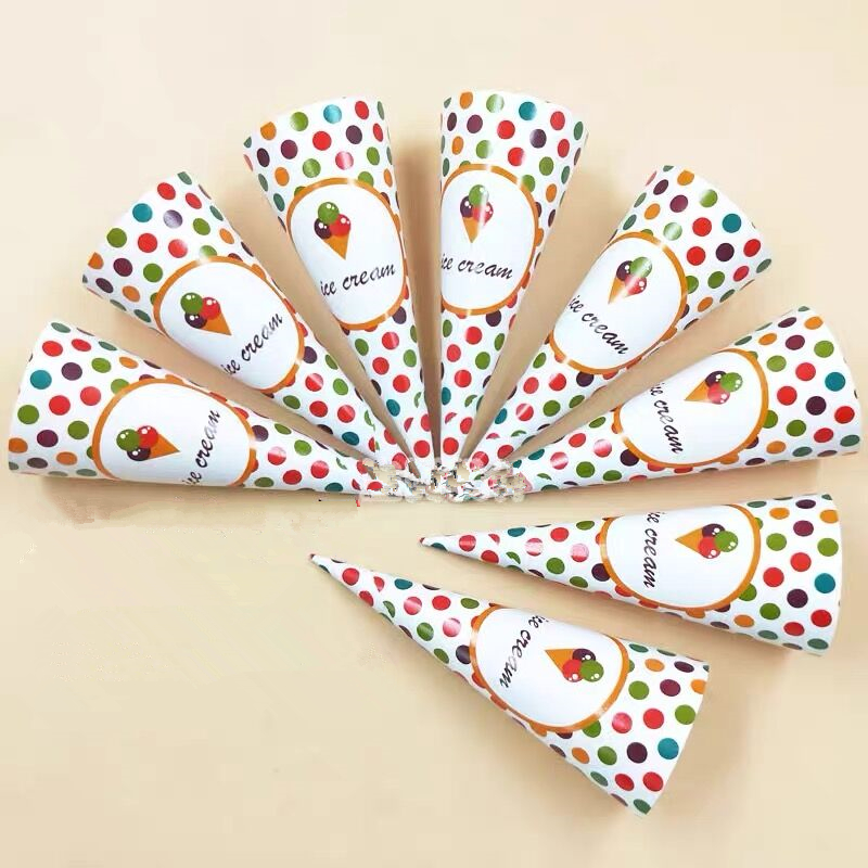 1000Pcs/lot Ice Cream Cone Paper Cover Disposable Cones Tray Paper Sleeve DIY Home Summer Party Supplies 10.8x4cm/4.26x1.58inch: Ivory