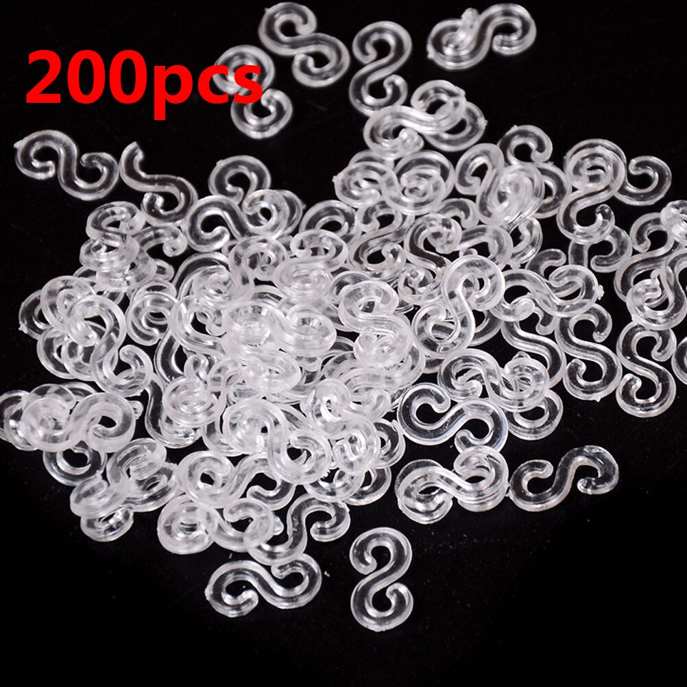 200 Pcs (10 Zakken) Transparante Loom Elastiekjes Kits S Clips Voor Diy Weefgetouw Bands Armband Bedels Accessaries