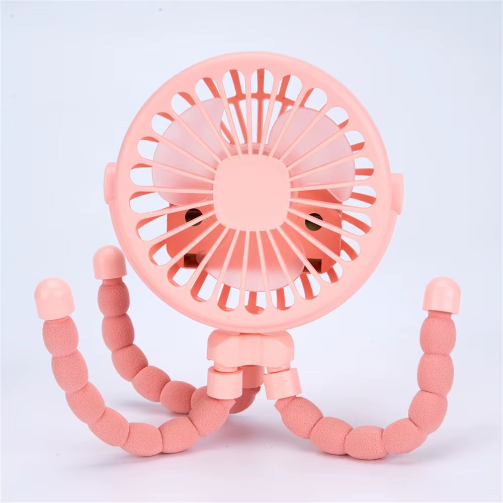 PANGDUBE Mini Fan voor Kinderwagen USB Oplaadbare Lithium Handheld Octopus Fan voor Wieg Kinderwagen Mini Draagbare Fan: WIT