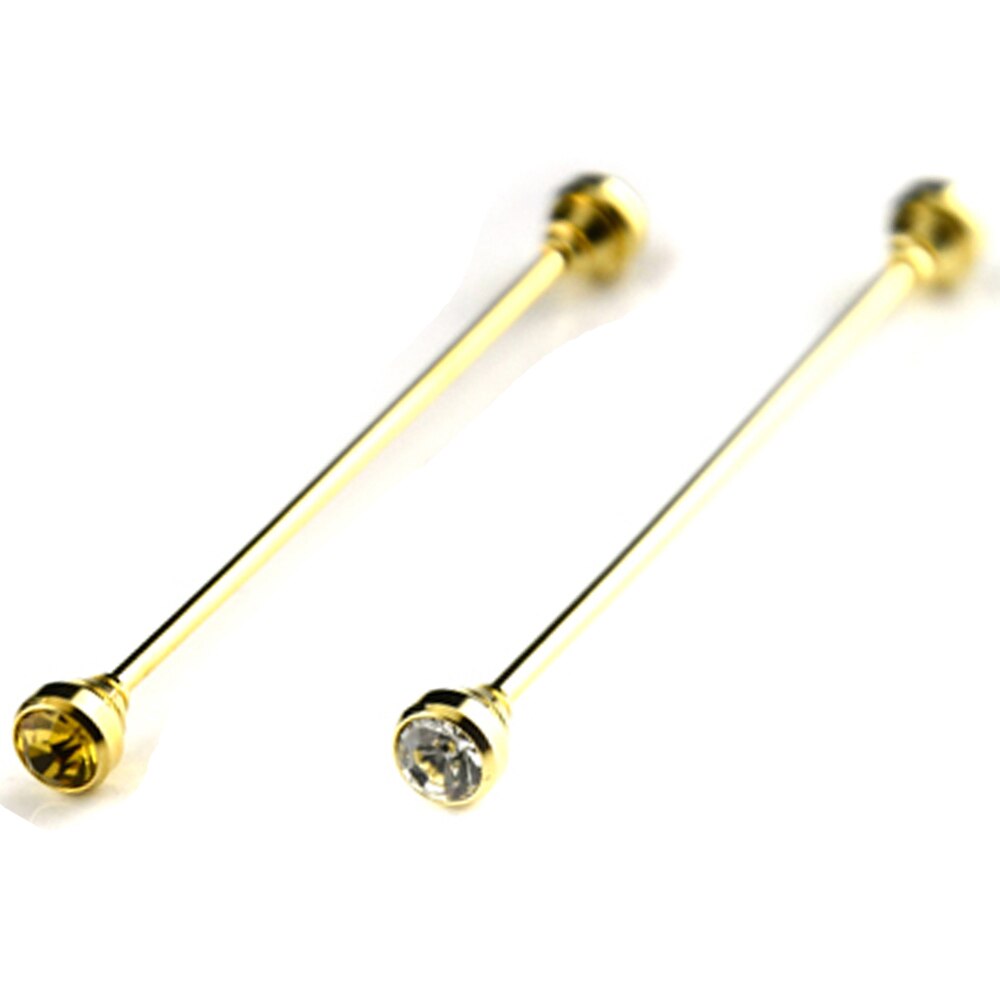 2 Packs Men Shirt Collar Pin Gold Color Necktie Tie Clip Bar Business Brooch BWTZF0005A: Gold Yellow White