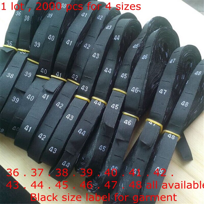 Number 34 35 36 37 38 39 40 41 42 43 44 45 46 47 48 Black woven polyester cloth shirt size label clothing
