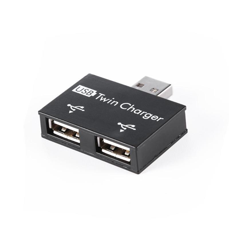 USB2.0 Mannelijke Twin Charger Dual 2 Port Usb Hub Splitter Adapter Converter Opladen Usb Wire Plug Voor Laptop Pc: Black