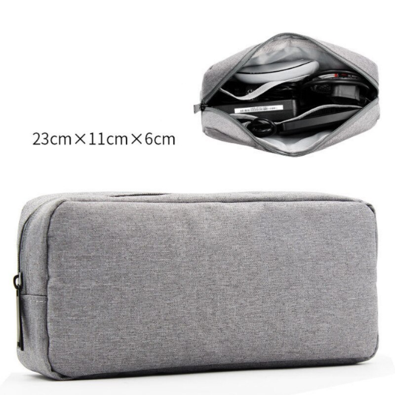 Business Travel USB Cable Bag Electronics Storage Bag Digital Gadget Oxford Zipper Organizer Case: gray