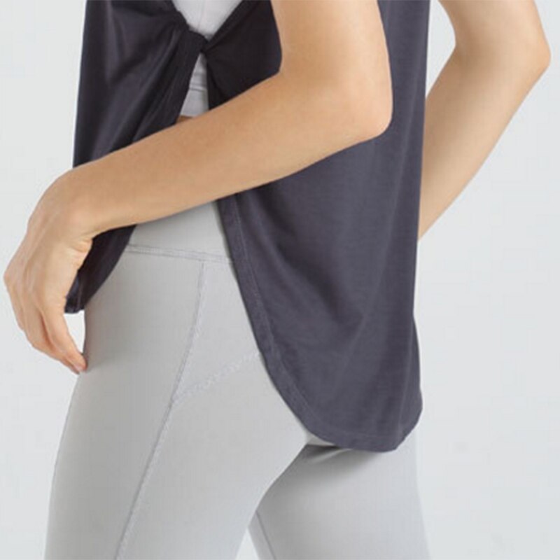 Women Cute Workout Clothes Mesh Yoga Tops Exercise Gym Shirts Running Tank Tops