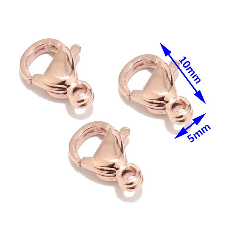 120pcs 18K Gold Plated Stainless Steel Lobster Claw Clasp Jewelry Findings: Rose Gold 5X10mm