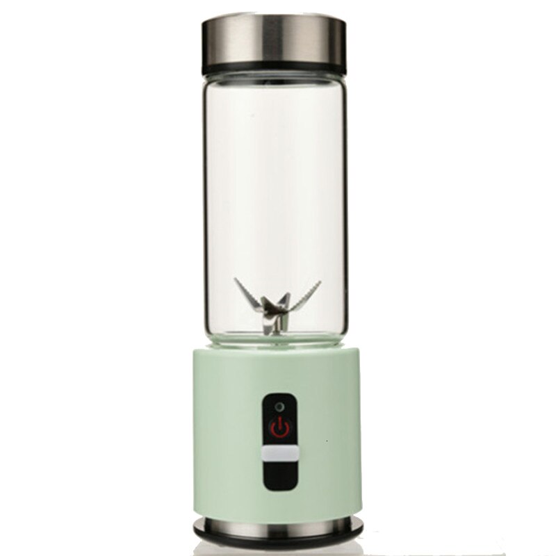 Bpa gratis usb genopladelig smoothie blender batteri personlig 380ml glas smoothie blender juicer let lille bærbar blender: Grøn