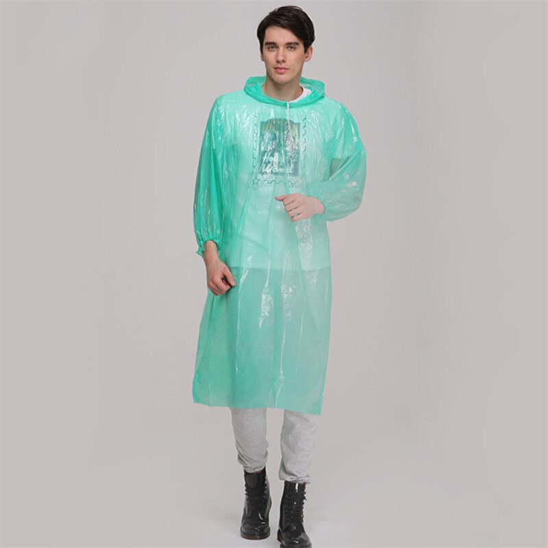 Chubasquero para adultos, impermeable, de plástico, desechable, Poncho para lluvia, capucha para mujer y hombre: green