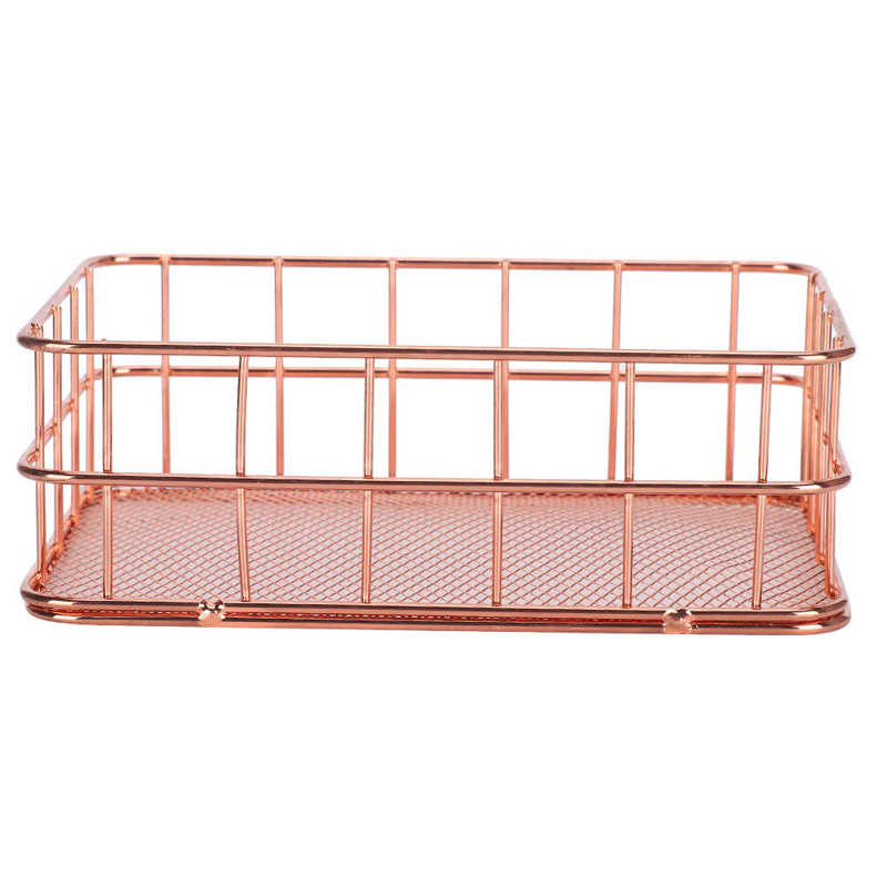 Schreibtisch Lagerung Korb Rose Gold Metall Netz Obst Kleidung Tisch Organisation Storaging hause büro lagerung