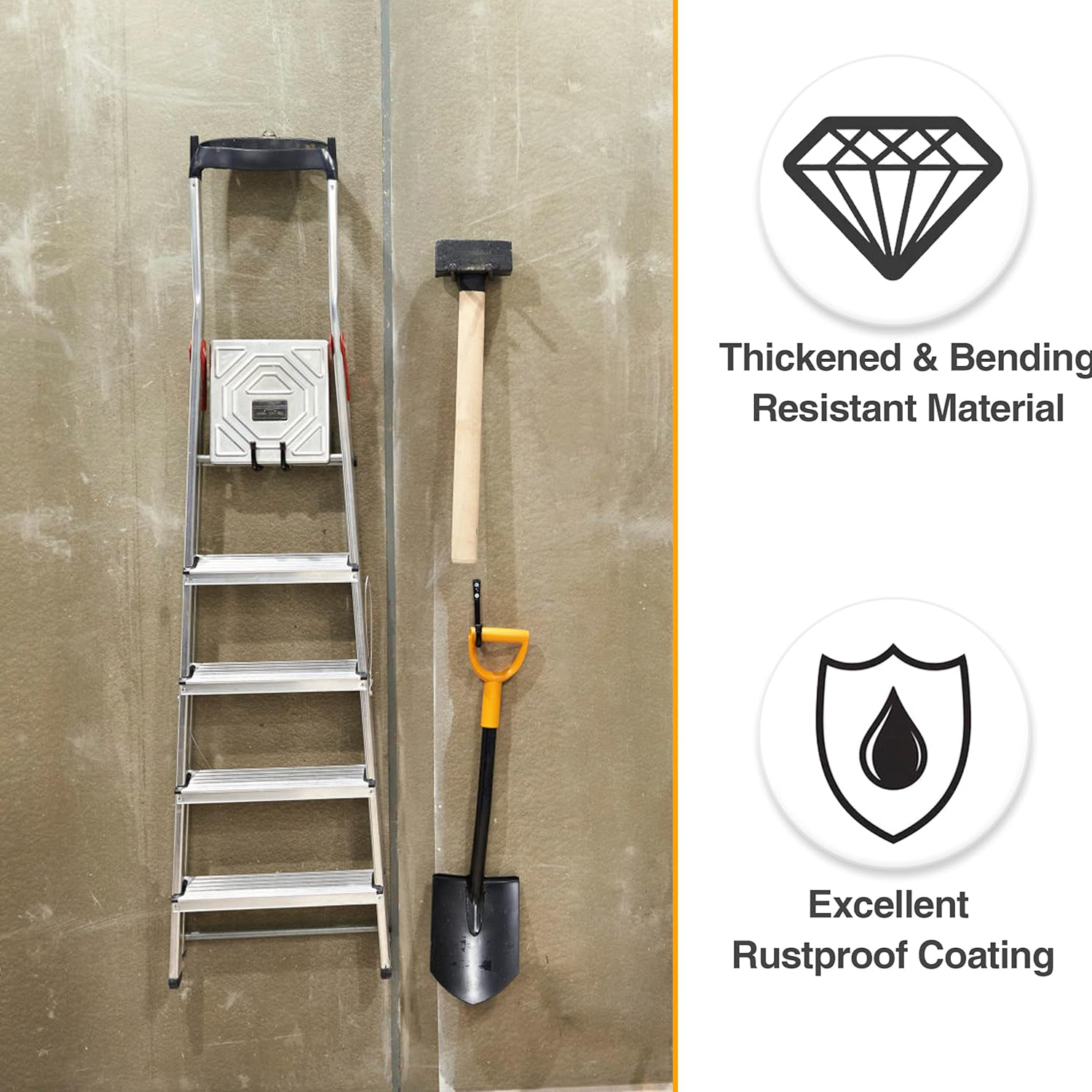 Pack of 6 Heavy-Duty Garage Hooks for Hanging, Large Garage Storage Hooks for Extension Cord Tool Cable, Black Wall-Mounted J Practical Hooks with Wall Anchors and Screws