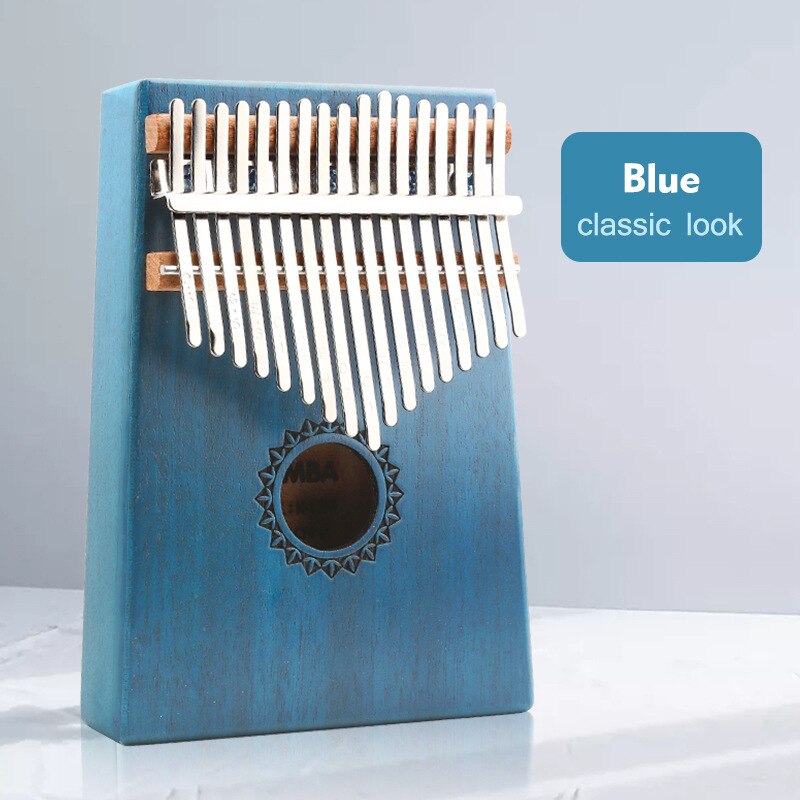 17 Keys Kalimba Thumb Piano African Instrument Mahogany Body Musical Instrument Music Instrument Beginner Kalimba: Blue 1