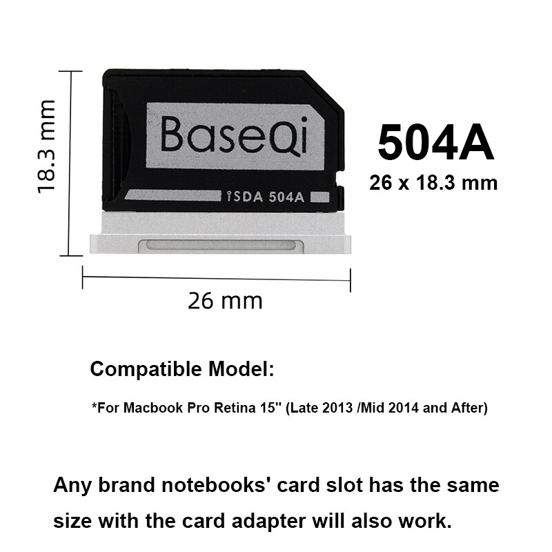 BASEQI Für Macbook Profi Retina 15&#39;&#39; Spät /Nach Modell 504A Aluminium MiniDrive Mikro Sd-karte Adapter Speicher Karte Leser