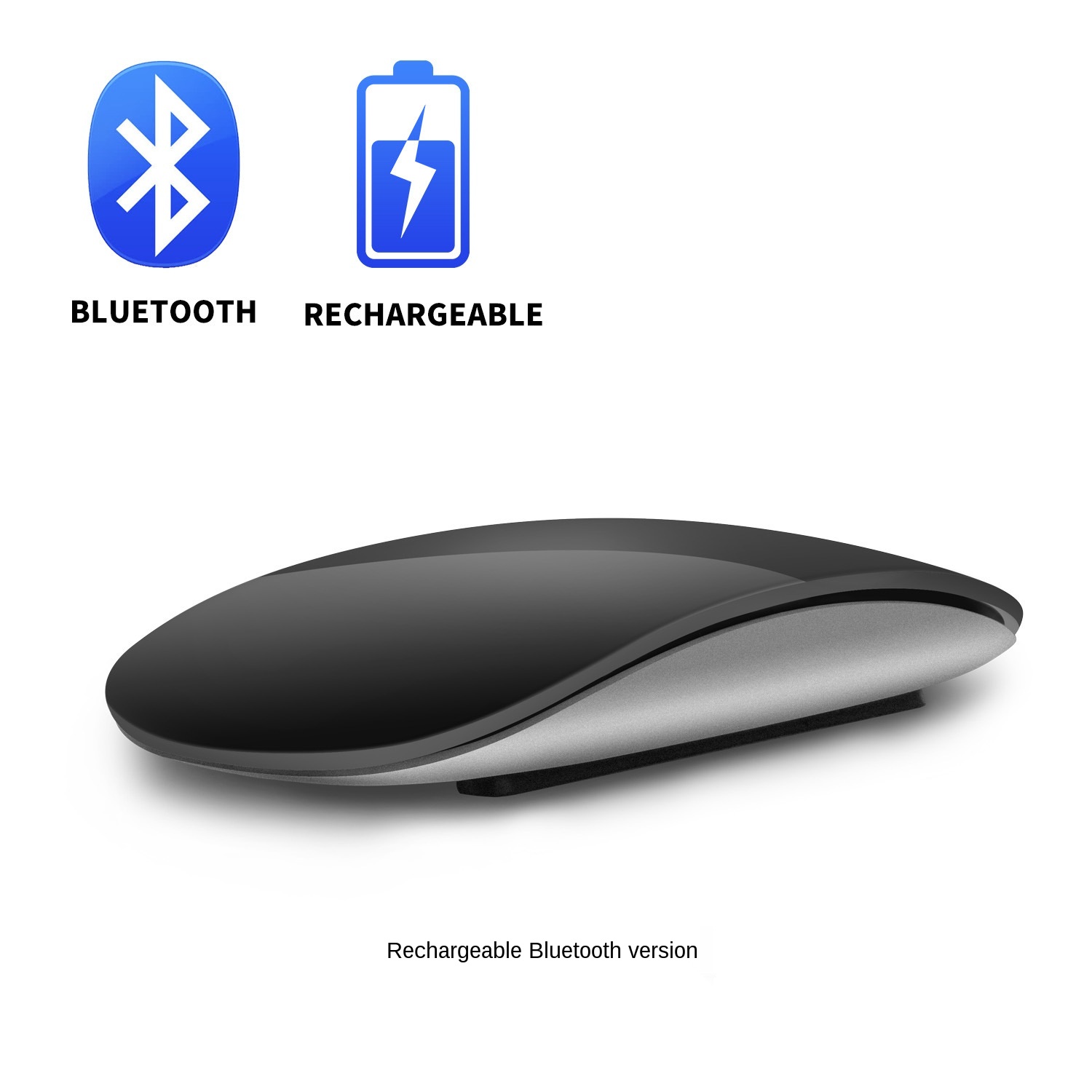 Wiederaufladbare Bluetooth Maus Drahtlose Maus Bogen berühren Magie Maus Ergonomische Ultra Dünne Optische Maus Für iPhone Macbook: Schwarz