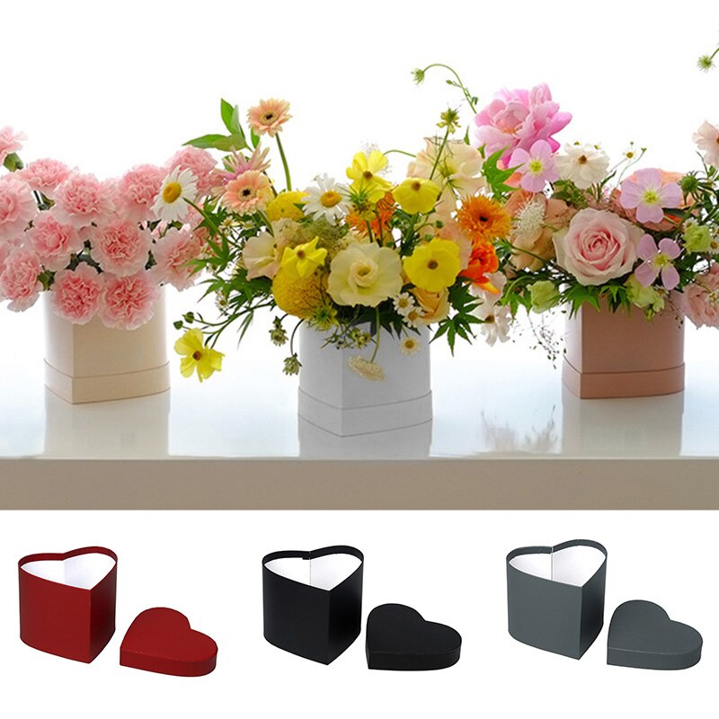 Florist Hat Boxes Red Heart Shaped Candy Boxes Bucket Box Packaging Boxes Party Valentine's Day Flowers Living Vase