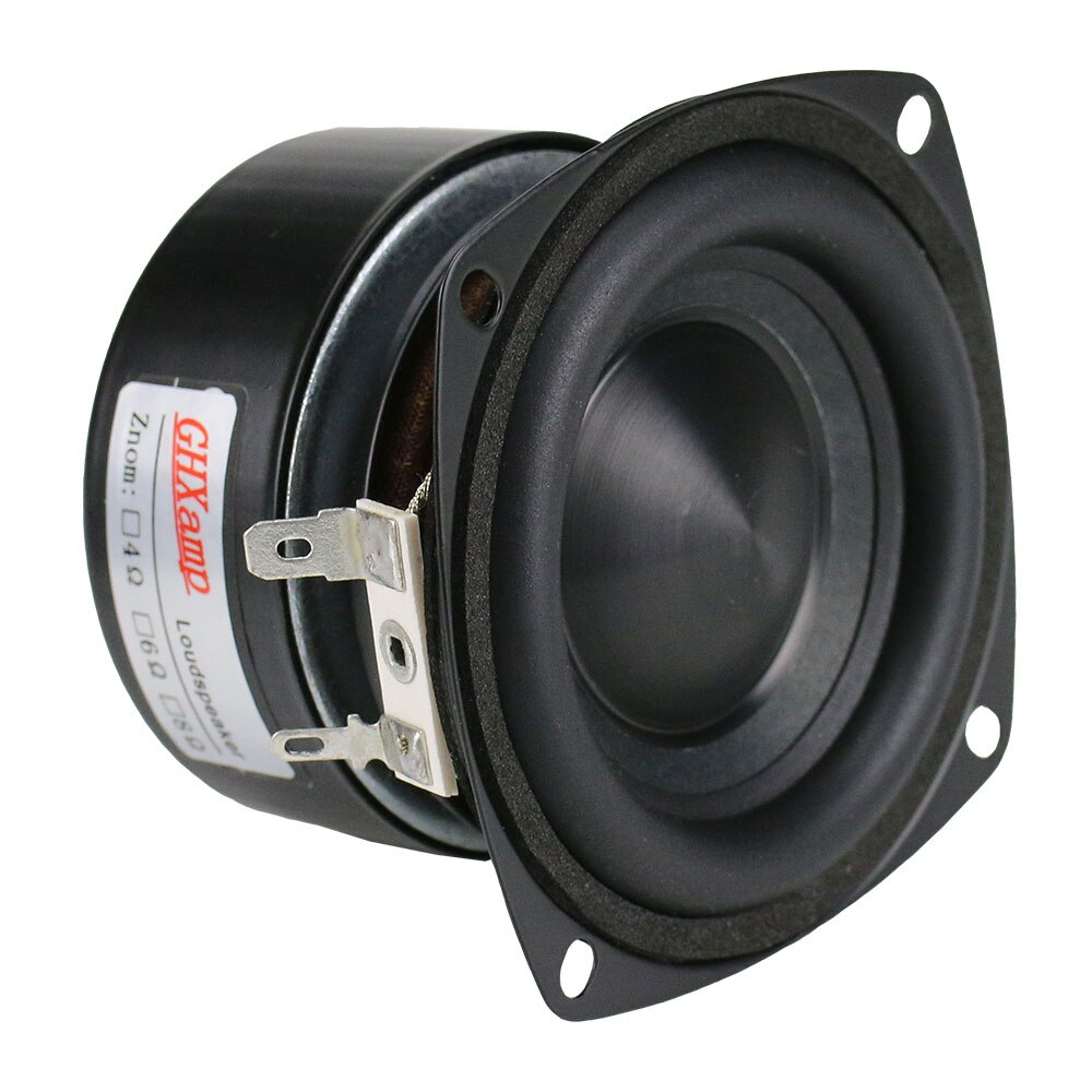 Ghxamp 3 Inch Woofer Subwoofer 4ohm 25W Hifi Vierkante Bass Speaker Zwart Alumina Keramische Cap Rubber Rand 2 stuks