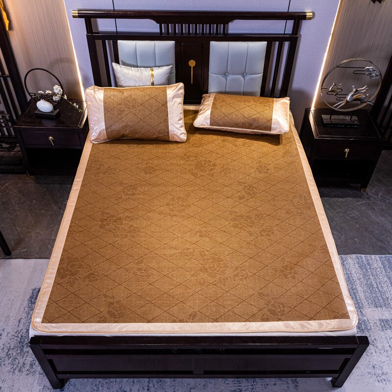 Juego de sábanas ajustadas con rejilla, alfombra moderna de ratán/paja de café, colcha de fibra de celulosa regenerada para dormir, para verano,: cool summer / 150x195cm 3pcs
