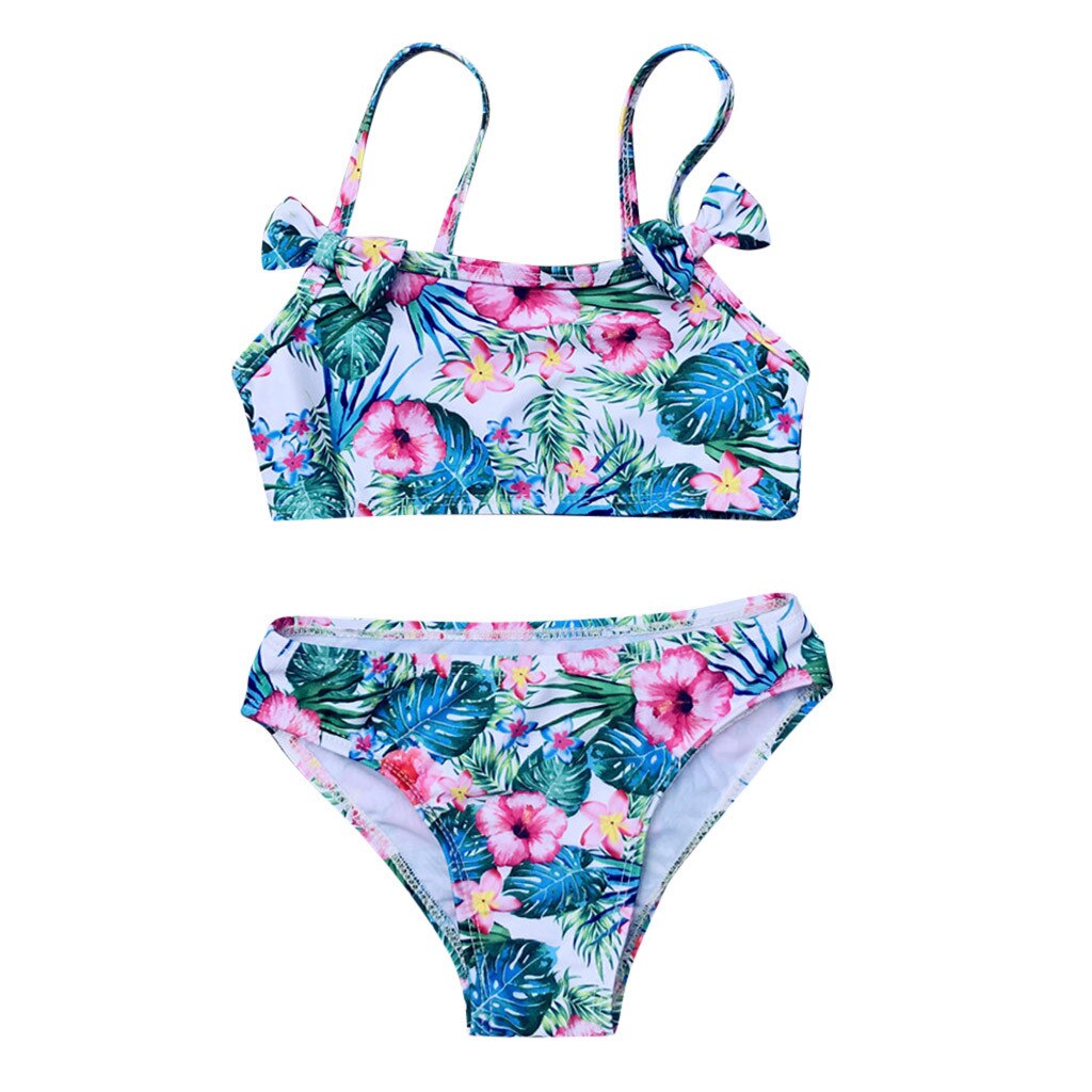 Bañador con lazo Floral para niñas pequeñas, traje de baño de una pieza, conjunto de Bikini para playa, traje de baño para niña #30