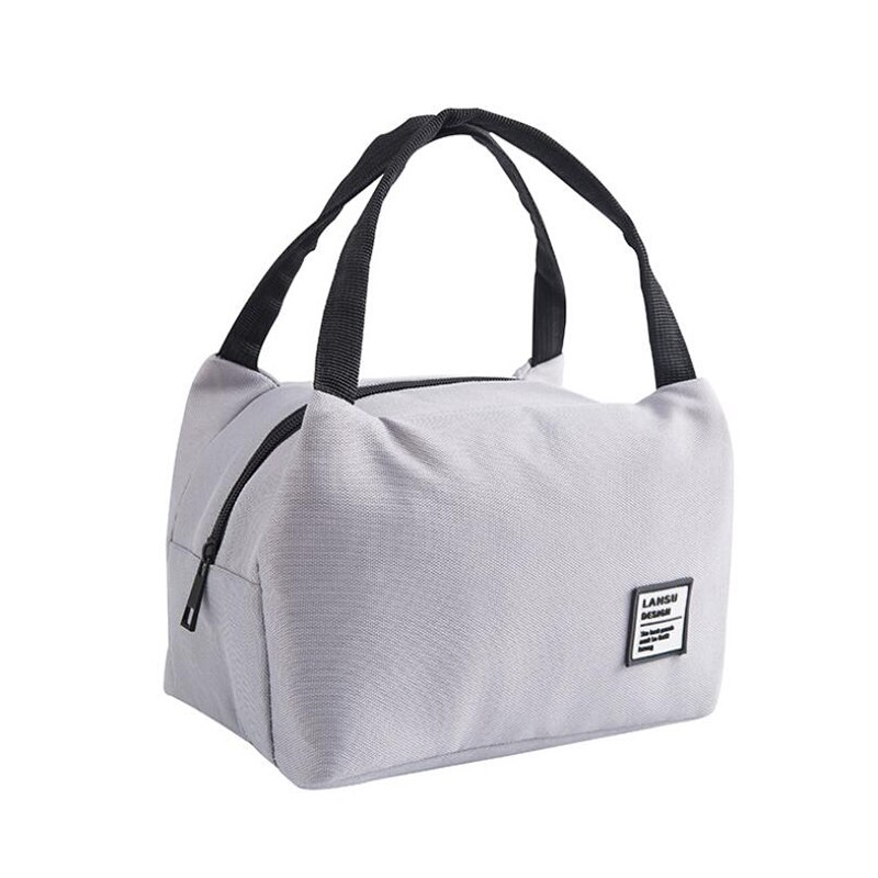 Portable Lunch Bag Thermal Insulated Lunch Box Tote Cooler Bag Bento Pouch Lunch Container School Food Storage Bags: gray